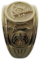 Masonic Past Master PM ring with Shrine crescent and scimitar