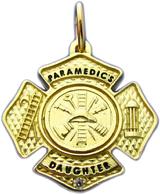 Maltese Cross firefighter paramedic badge charm pendant in yellow gold