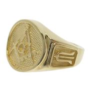 Our original design in an enhanced cigar band style Masonic ring for the Master Mason in 14k gold