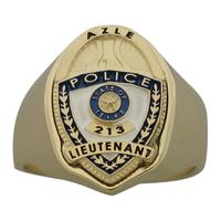 Custom Azle Police Lieutenant badge ring, 14k gold