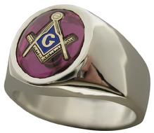 Our #1461-46 smooth sided Masonic ring featuring a 10 x 12 mm oval shaped Masonic stone in red, blue, or black with the square & compass with letter G.  Available in sterling silver or in white or yellow gold.