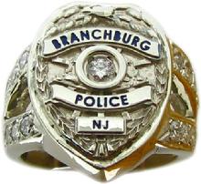 Branchburg NJ Police Officer badge ring with diamonds