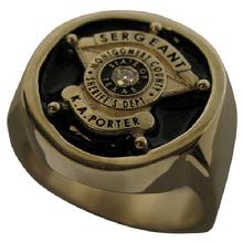 Montgomery County TX Sheriff Sergeant badge ring in yellow gold with diamond