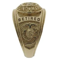 United States Marine Corps 14k ring with U.S. Marine emblem in 3D, Semper Fidelis engraved text