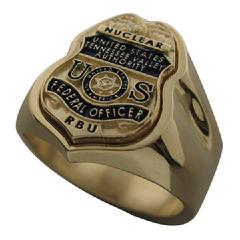 Custom U.S. TVA badge top ring shown in 10k gold