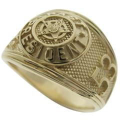 Custom Bucks County, Pennsylvania FOP Past President's ring shown in 10k yellow gold.