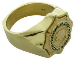 Custom US Department of Justice Bureau of Prisons badge ring