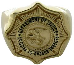 Custom US DOJ BOP badge ring