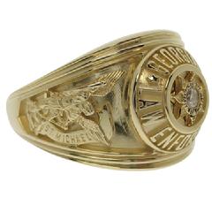 Custom Walker County GA Sheriff's Detective Sergeant badge ring in 14k yellow gold with a 0.08 ct. round diamond.