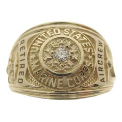 United States Marine Corp ring in 14k yellow gold and diamond