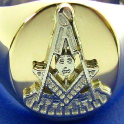 Past Master Masonic ring in yellow and white gold