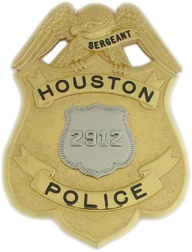 Two tone custom Houston Police Sergeant's badge with Officer badge center seal