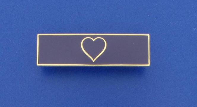 purple heart bar with gold raised edges and purple hard enamel
