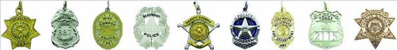 police & fire badge jewelry pendants, charms, and custom badges in sterling silver, 10k or 14k yellow and white gold
